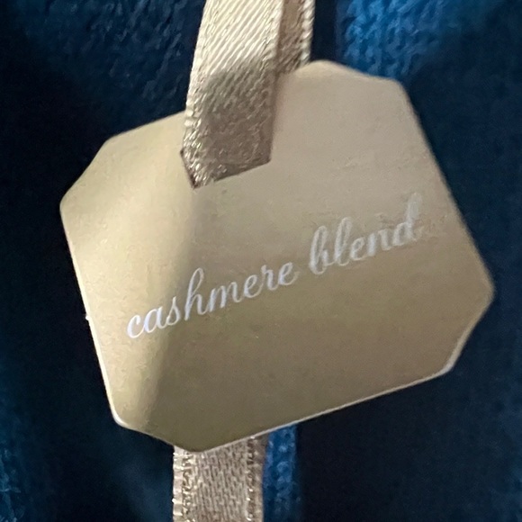 New Ryegrass teal cardigan sweater w/rhinestone buttons, a cashmere blend, S. - Picture 3 of 12